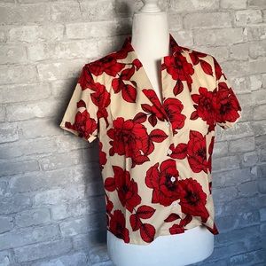 SHEIN Floral Lapel Collar Button Up Blouse